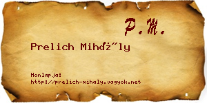 Prelich Mihály névjegykártya